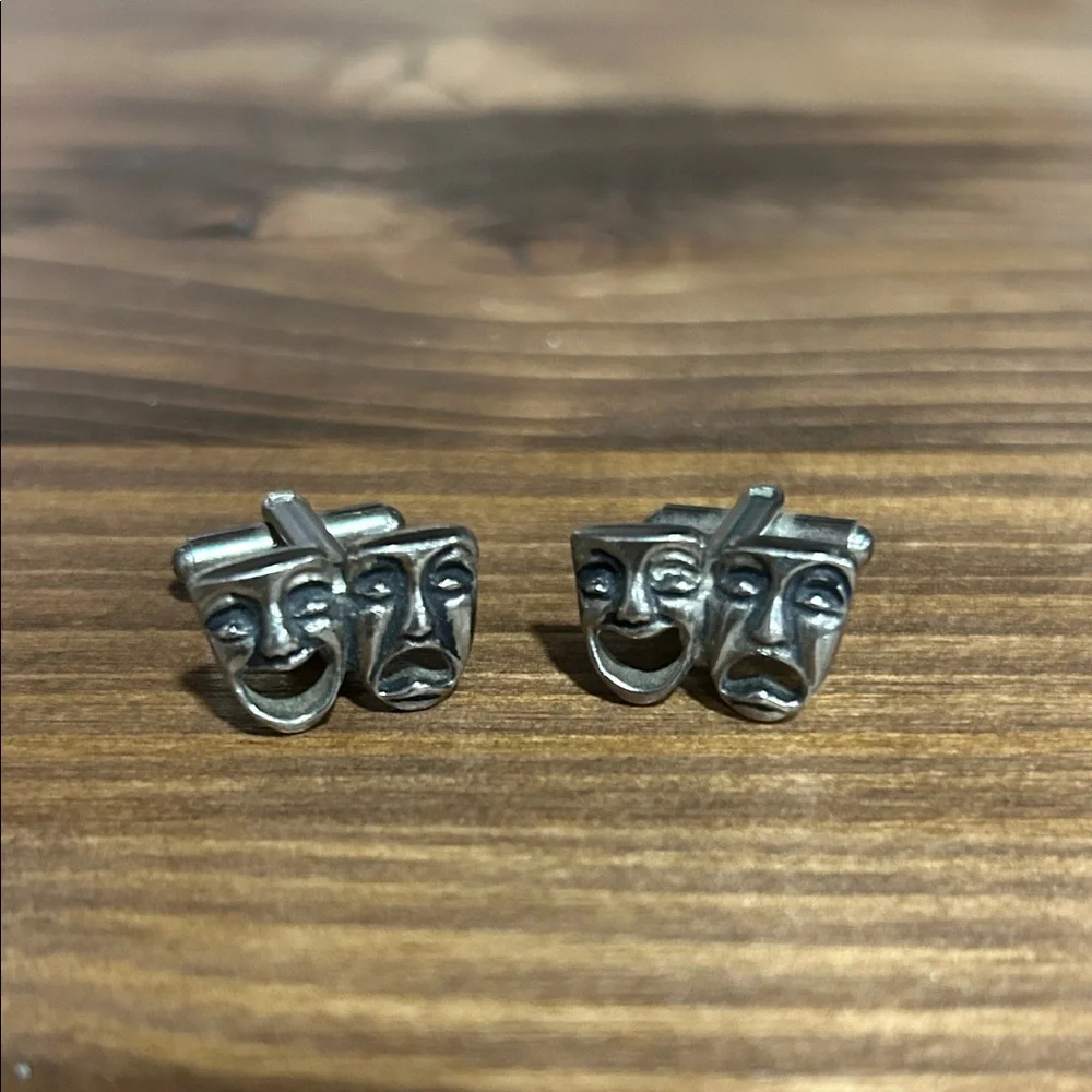 Silver Comedy and Tragedy Cufflinks